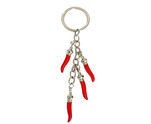 Classic Red Italian Cornicello Keychain – Protection & Tradition
