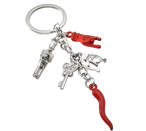 Cornicello Italian Good Luck Keychain – Red Horn Charm